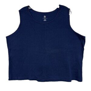 Studio Works Tank Top Womens Plus Size 3X Navy Stretch Scoop Neck Soft Staple